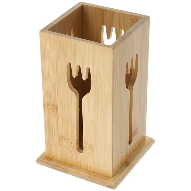 Soporte de bambú para utensilios, escurridor, organizador de cubiertos para cocina y restaurante.