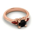 thumbnail image 3 of Diamond-Capitals 2.50 Carat New Round Cut Black Onyx & Garnet Gemstone Engagement Ring for Fiancee 18K Rose Gold Size 4, 3 of 8
