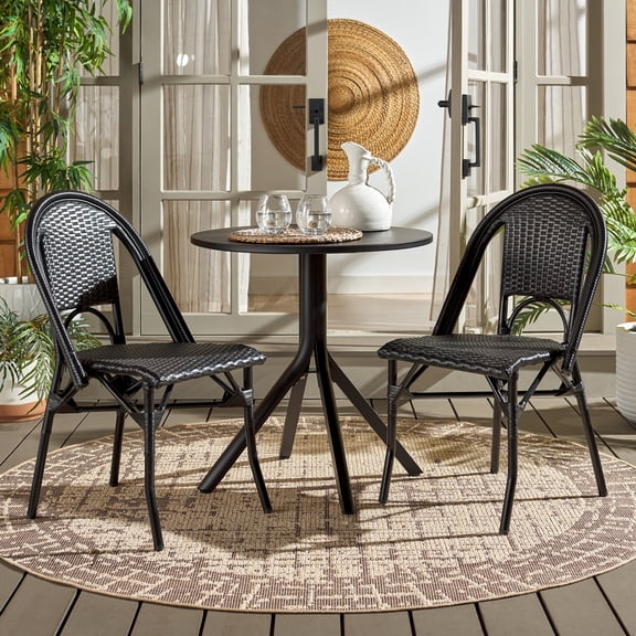 Safavieh Torino Outdoor Metal Dining Side Chairs - Set of 2, Black