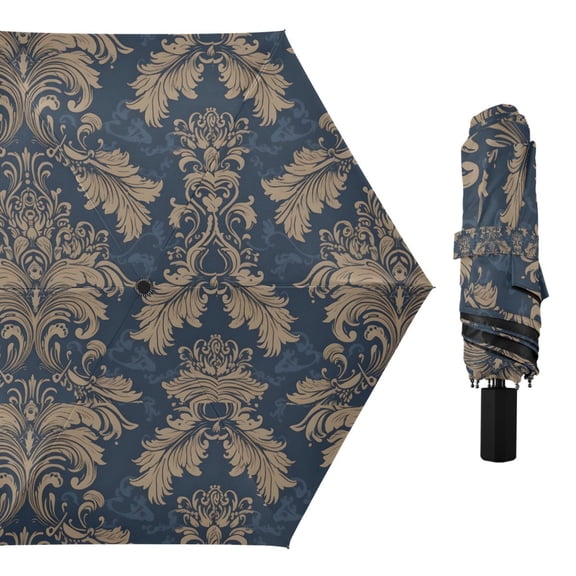 Mandala Brown Flower Compact Sun Umbrella Windproof Travel Umbrellas for Rain Strong Portable UV Protection