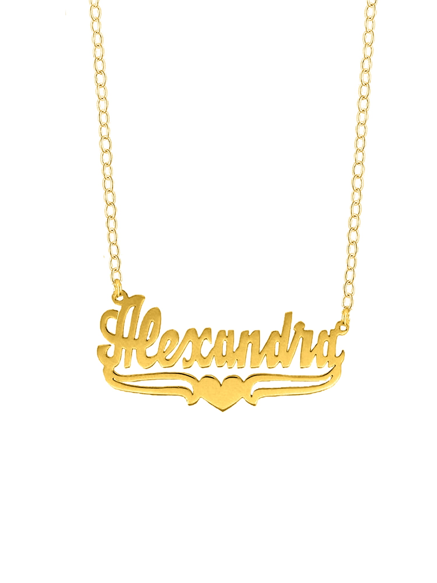 Personalized Name Necklace With Tail and Heart