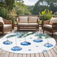 thumbnail image 4 of Round Rugs 8Ft, Blue Christmas Balls Round Area Rug Washable Indoor Throw Carpet, Xmas Botanical Snowflake Large Non Slip Circle Rug for Kids Room RV Home Decor Aesthetic, 4 of 8