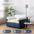 thumbnail image 6 of Oversized Single Sofa Chair Indoor, 50" W Upholstered Sofa Armchair with Two Throw Pillows and Wood Legs, Modern Color-Blocking Chenille Accent Chair for Living Room, Blue+Cream, 6 of 9