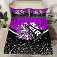 thumbnail image 2 of Manfei Cheerleading Cheer Team 4 Pieces Queen Sheet Sets for Children Kids Teens,Black Purple Ultra Soft Flat Sheet,Bling Crystal Glitter Queen Fitted Sheet,Microfiber Bedroom Decor, 2 of 7
