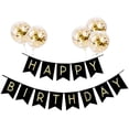 thumbnail image 1 of (Banner negro) Banner de decoración de cumpleaños, globos de cumpleaños de feliz cumpleaños y 5 globos de confeti, decoración de fiesta de cumpleaños de helio de feliz cumpleaños para niña y niño brillar Electrónica, 1 of 5