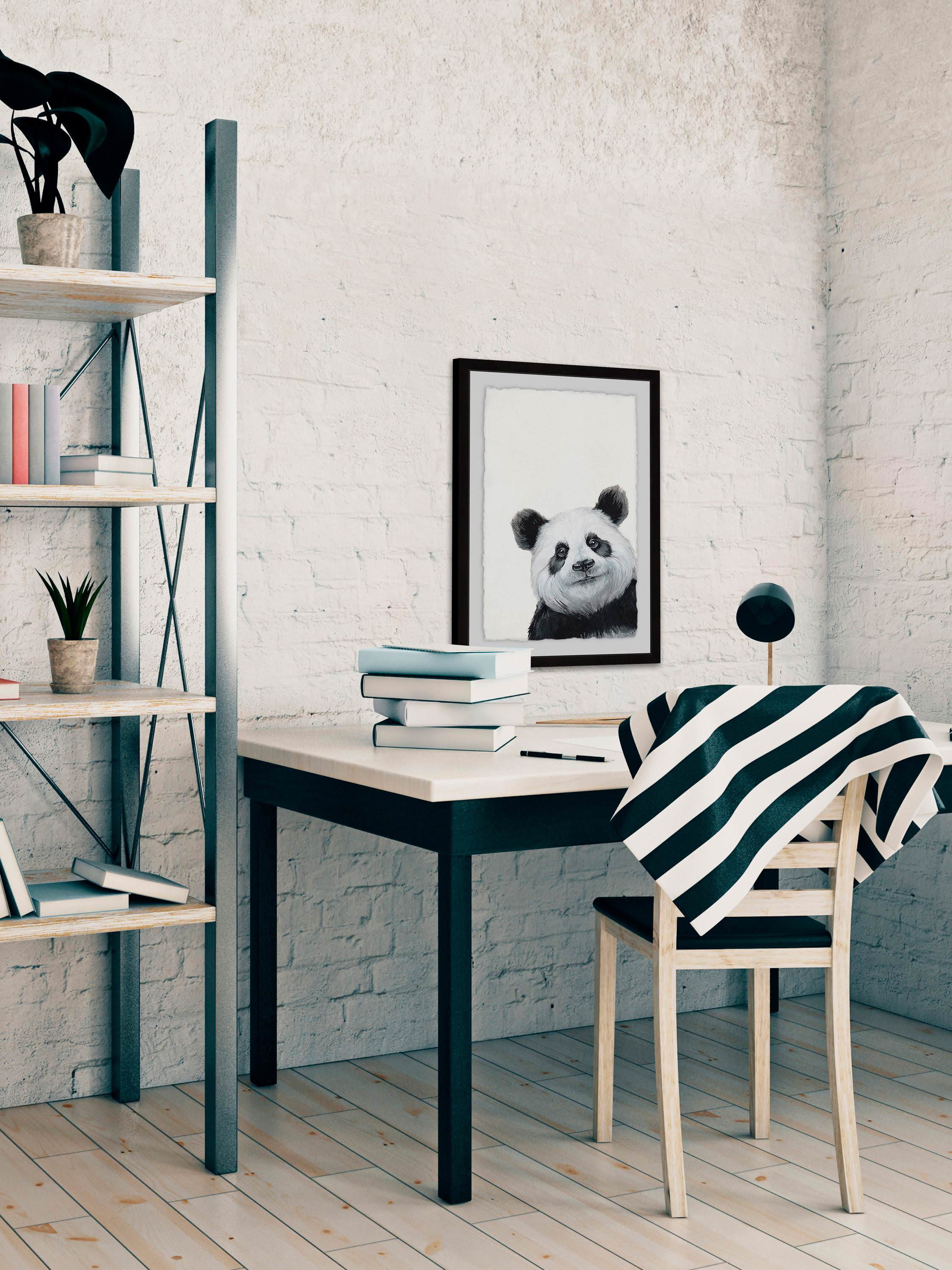 Furry Panda Framed Painting Print