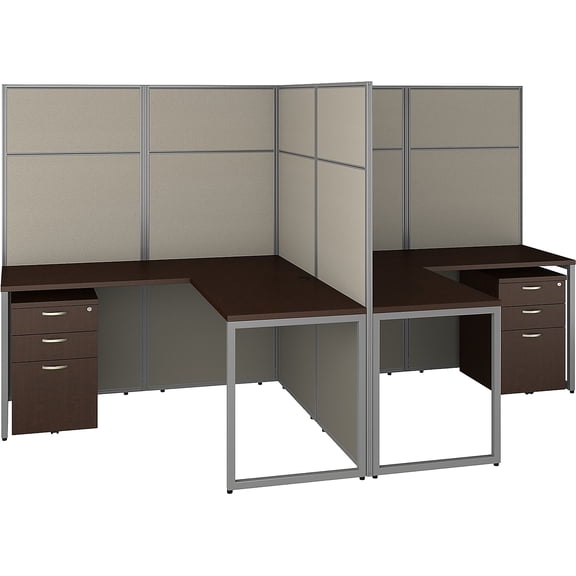 Bush Business Furniture Easy Office 60W 2 Person L Shaped Cubicle with Storage