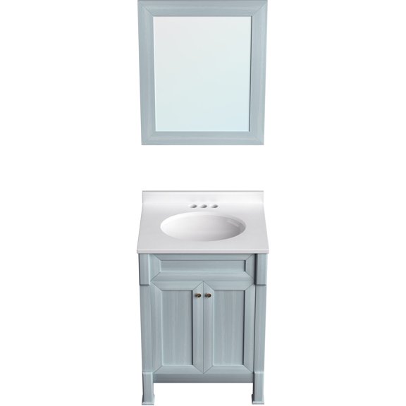 Hanover Callimont 24'' Vanity Cabinet with Sink Combo for Bathroom, Powder Room | Pre-Assembled Cabinet | Accent Mirror | Artificial Stone Countertop | Blue Cabinet | HANVN0106-24-0BL