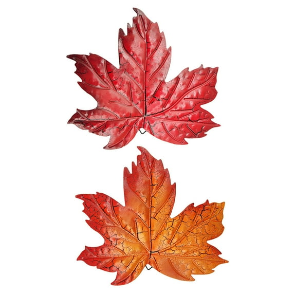 IBASETOY Fall Maple Leaves Metal Wall Hanging Iron Use 2Pcs For Homeowners