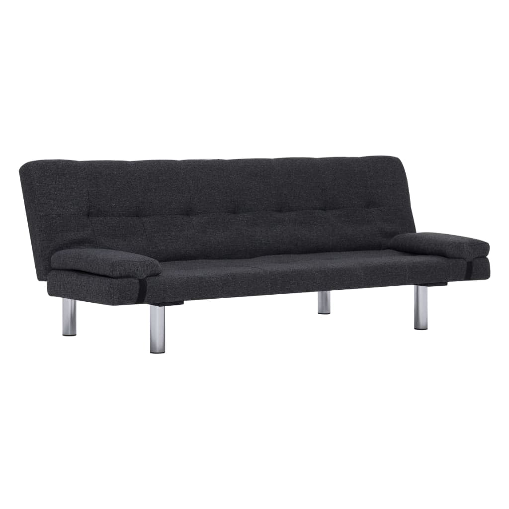 Kepooman Modern Faux Leather Convertible Sofa with 2 Pillows for Living Room Office, Dark Gray Kepooman Modern Faux Leather Convertible Sofa with 2 Pillows for Living Room Office, Dark Gray