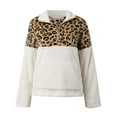 thumbnail image 3 of Fiaer Leopard Quarter Zip Pullover Women Plus Size Sweatshirts Long Sleeve Lapel Collared Baggy Tops with Pocket WH1 XL, 3 of 7