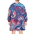 thumbnail image 2 of Wearable Oversized Blanket,Blue Pioneer Flower and Paisley Pattern Wearable Blanket Hoodie for Adults,Cozy Hooded Blankets with Super Pockets,Super Warm Fuzzy Pullover for Women & Men, 2 of 6