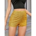 thumbnail image 5 of Douhoow Women Sequins Metallic Shorts High Waist Slim Fit Glitter Hot Shorts Clubwear, 5 of 7