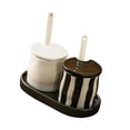 thumbnail image 4 of Tarro de especias de porcelana con tapa y cuchara, azucarero, hermético, moderno especiero, Blanco y negro, 4 of 9