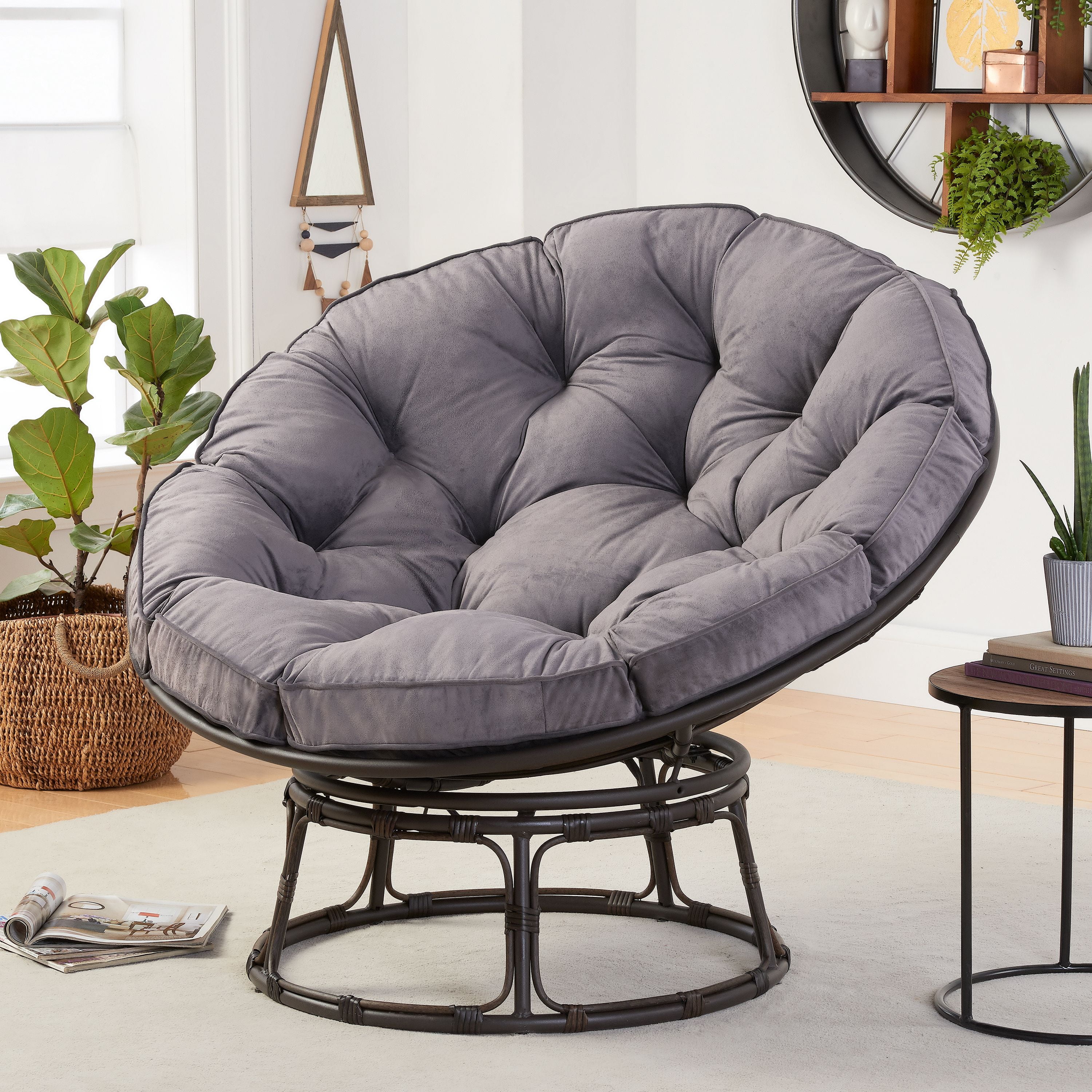 better homes  gardens papasan chair with fabric cushion charcoal gray