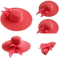 thumbnail image 2 of Womens 5.5 Inches Big Bowknot Straw Hat Large Floppy Foldable Roll up Beach Cap Sun Hat UPF 50+, 2 of 7
