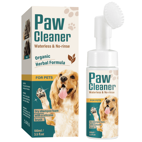 Waterless Dog Paw Cleaner Foam with Silicone Brush - No-Rinse Paw Cleaner for Dogs and Pets - 3.5 fl.oz Portable Paw Washer