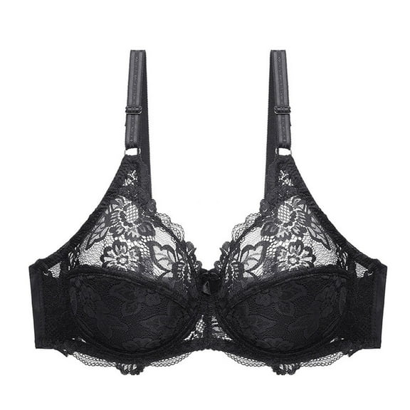 Women Sports Bra Lace with Steel Solid Color Double Breasted Push Up Bra V-Neck Padded Bra Feature Hook and Eye Closure Strapless Bra Style Y-342 , Black L