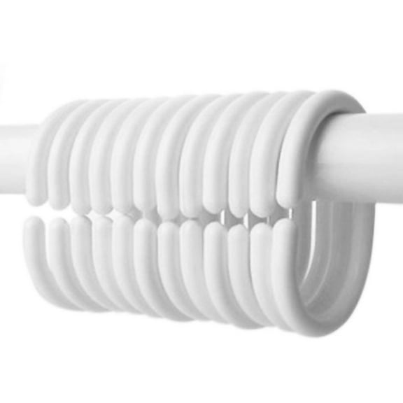 Wideskall 5-Pack 12 Pieces Plastic Shower Curtain Hook Rings, White