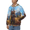 thumbnail image 3 of Zufioo Snowy Mountain Photography Bear Print Men's Hooded Cardigan, Zip-up Long-Sleeved Sweatshirt Jacket Sportswear-Medium, 3 of 5