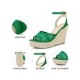 thumbnail image 4 of BLISSFUL STEP Women's Shoes Open Toe Lace Buckle Platform Espadrille Wedge Heels Sandals Green 9.5, 4 of 7
