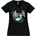 thumbnail image 3 of Inktastic Cute Axolotl swimming with bubbles Women's Plus Size V-Neck T-Shirt, 3 of 5