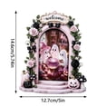 thumbnail image 2 of Halloween Wooden Door Decor, Pink Ghost Cauldron Theme, 1 Piece Resin Figurine Ornament, Spooky Welcome Decor for Halloween Party Home Tabletop Porch Holiday Decoration, 2 of 6