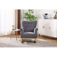 thumbnail image 2 of Accent Rocking Chair, Velvet Tufted Uplostered Glider Rocker Armchair, Mid Century Modern Comfy Side Leisure Chair with Rubber Wood Legs for Living Room Bedroom Office (Gray), 2 of 9