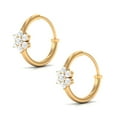 thumbnail image 2 of Rosec Jewels Floral Hoop Earrings with Diamond, 10K Yellow Gold, 2 of 8