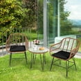 thumbnail image 1 of Gymax 3PCS Rattan Patio Conversation Set Bistro Chat Set w/ Black Cushion, 1 of 10