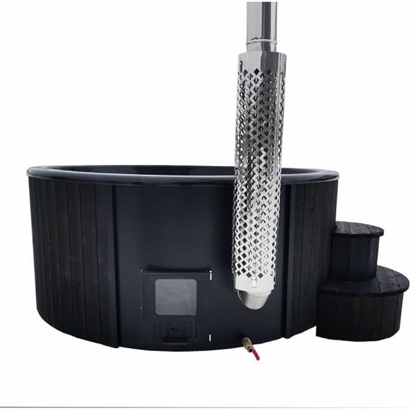 Model S4B Wood-Fired Hot Tub Soak-Series Home Wood-Burning Hot Tub, Black, Up to 6 Persons