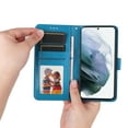 thumbnail image 3 of for Samsung Galaxy S21 Plus Case,Premium PU Leather Wallet Case Sunflower Embossed with Wrist Strap Card Slots and Kickstand Flip Cover for Samsung Galaxy S21 Plus 6.7 inch,Blue, 3 of 8