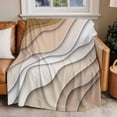 thumbnail image 4 of Beige Brown Beach Coastal Throw Blankets, Abstract Geometric Ocean Waves Soft Fleece Blanket Decorative for Home Sofa Couch Chair Living Bedroom, 50x60 inches,, 4 of 8