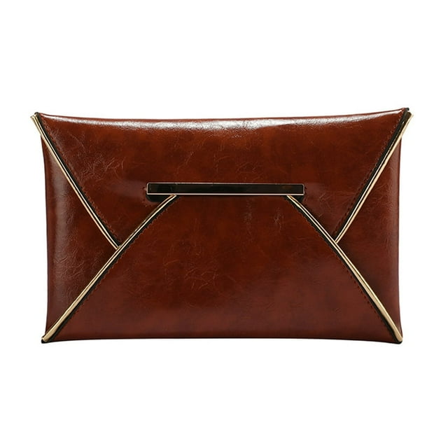 Sac à Main Rétro en Cuir pour Femmes Couleur Unie Enveloppe (Noir)