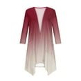 thumbnail image 5 of QATAINLAV Cardigan Women, Summer Casual Comfortable Kimono Trendy Gradient Print Shawl Flowy Hem 3/4 Sleeve Duster Tops Outerwear Mother's Day Gifts Wine 4XL, 5 of 6
