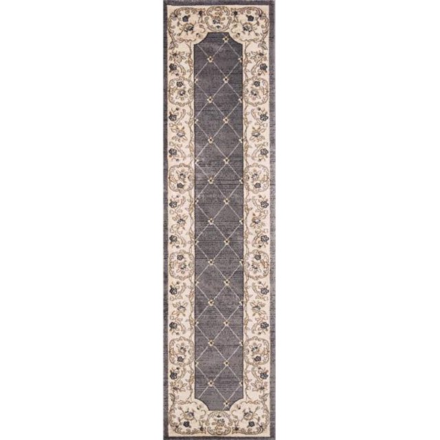 HomeRoots 353447 2 ft. x 7 ft. 7 in. Runner Polypropylene Grey & Ivory Area Rug