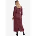 thumbnail image 2 of ellos Women's Plus Size 3/4 Sleeve Knit Maxi Dress - L, Deep Wine, 2 of 4