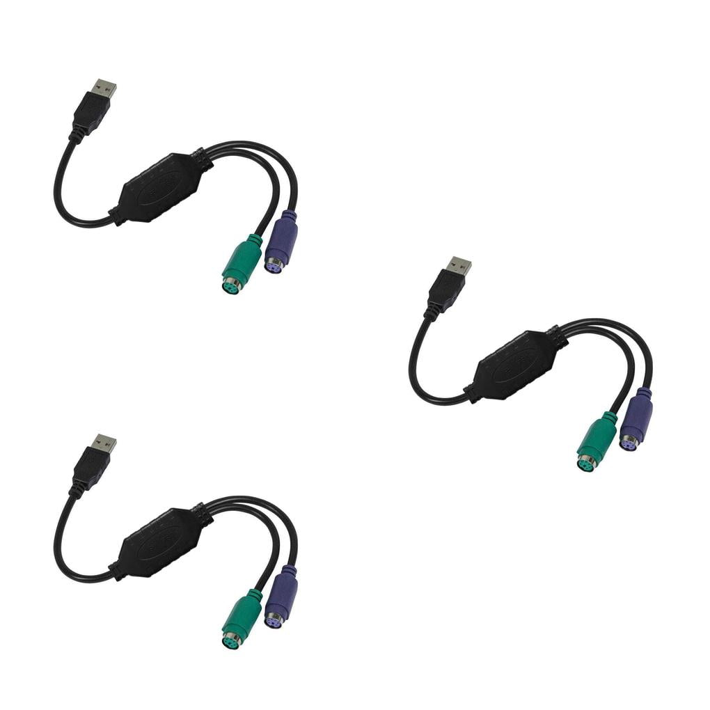 3pcs 2in1 PS/2 Keyboard Mouse to USB Converter USB Adapter Cable