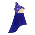 thumbnail image 5 of YONGHS Women's Asymmetrical Liturgical Praise Dancewear Tunic One Shoulder Lace Patchwork Dresses Blue M, 5 of 7