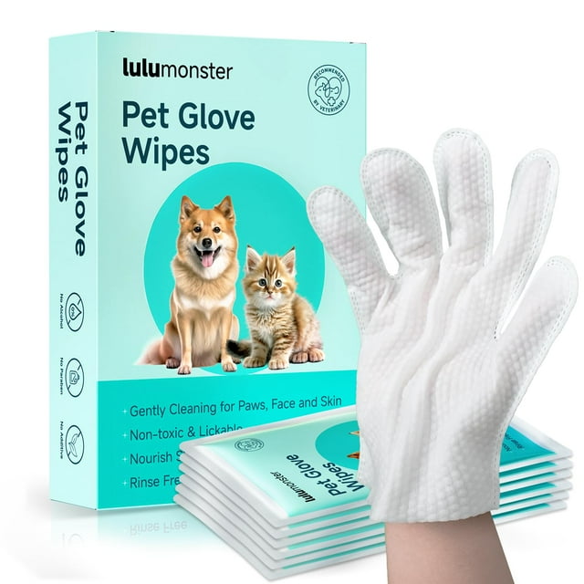 Guantes para mascotas LULUMONSTER para perros y gatos, envueltos individualmente