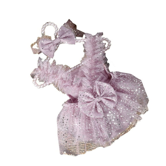 1 Set Lovely Newborns Tulle Skirt Photography Dress Feature Bowknot and Star for Memorable Baby Moment