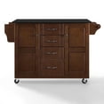 thumbnail image 3 of HomeStock Classic Charm Full Size Kitchen Cart With Top, Mahogany Finish, 51.5 X 18 X 35.25 Inches, Shelved And Drawer Storage, Modern Mobile Kitchen Cart-Color:Black Granite Top, 3 of 10