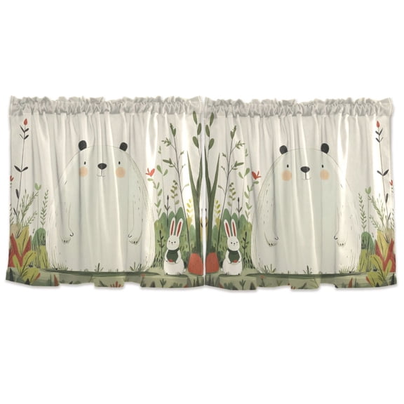 Small Animals Tier Curtains for Kitchen 57x24 Inch Semi Sheer Light Filtering Half Window Curtains 2 Panels