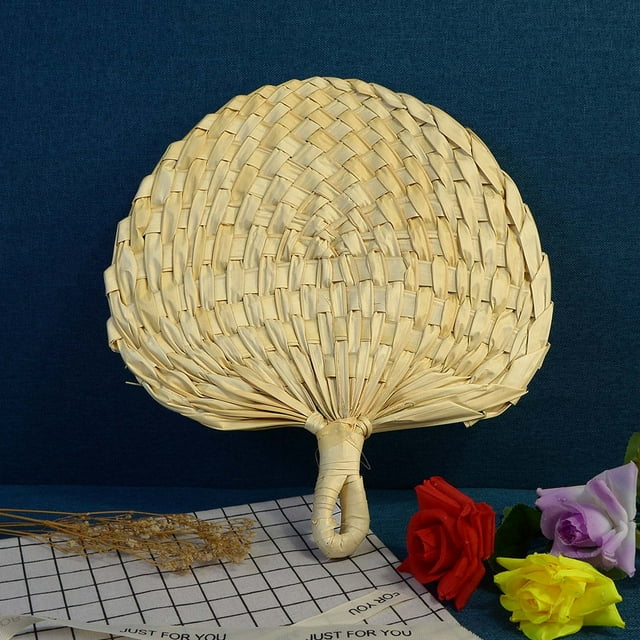 Cqxid DIY Knitting DIY Under $5 Handheld Weaving Fan Handmade Multifunctional For Farmhouse Wall Decor Decorative Accessory 13.4x12inch