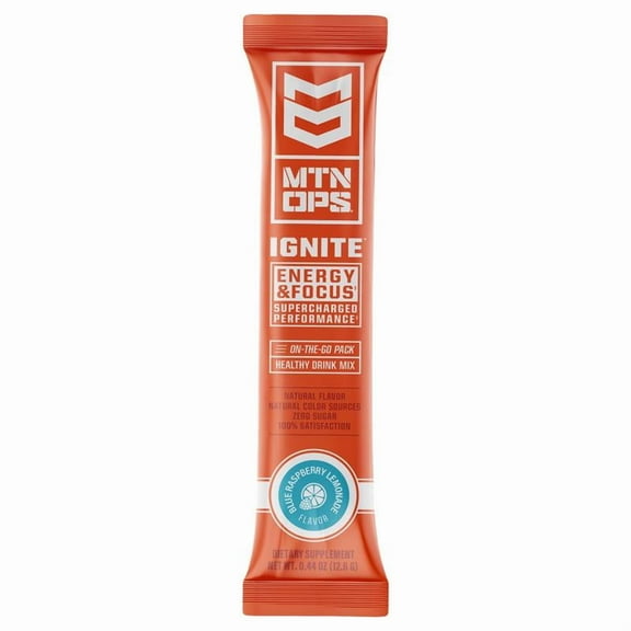 MTN OPS Ignite Blue Raspberry Lemonade Energy Drink Mix (Pack of 12)