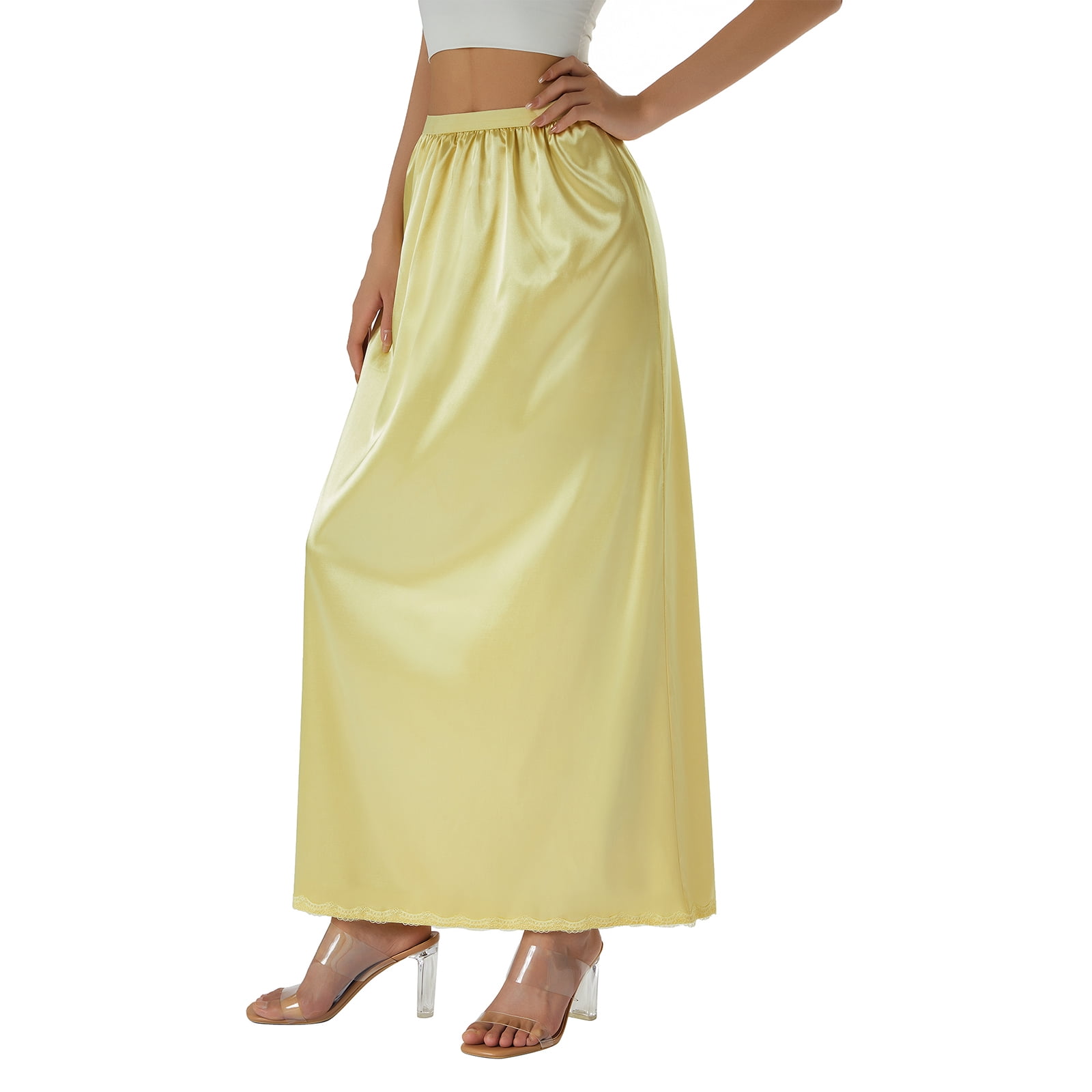 Women Half Slip Lace Long Oversized Underskirt Women's Satin Half Slip