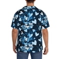 thumbnail image 3 of Xecao Ice Blue Heart Men's Casual Short-sleeved Shirt, a button-up collared shirt with a pocket-3X-Large, 3 of 5