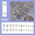 thumbnail image 2 of 24pcs Romantic Y2k Star Press On Nails Gradient Blue French Style Gold Moon Designs Fake Nail Sweet Almond False Nails For Women, 2 of 5