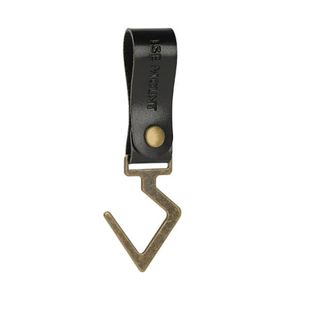 

Shebeky S Storage Hook with Faux Leather Strap Strong Load-bearing Pots Pans Utensils Camping Gear Multi-Purpose Hook