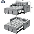 thumbnail image 2 of Convertible Sleeper Sofa Bed, Velvet Pull Out Couch Bed,3-in-1 Convertible Upholstered Loveseat Sofa,Velvet Futon Couch with Adjustable Backrest for Living Room,Light Grey, 2 of 6